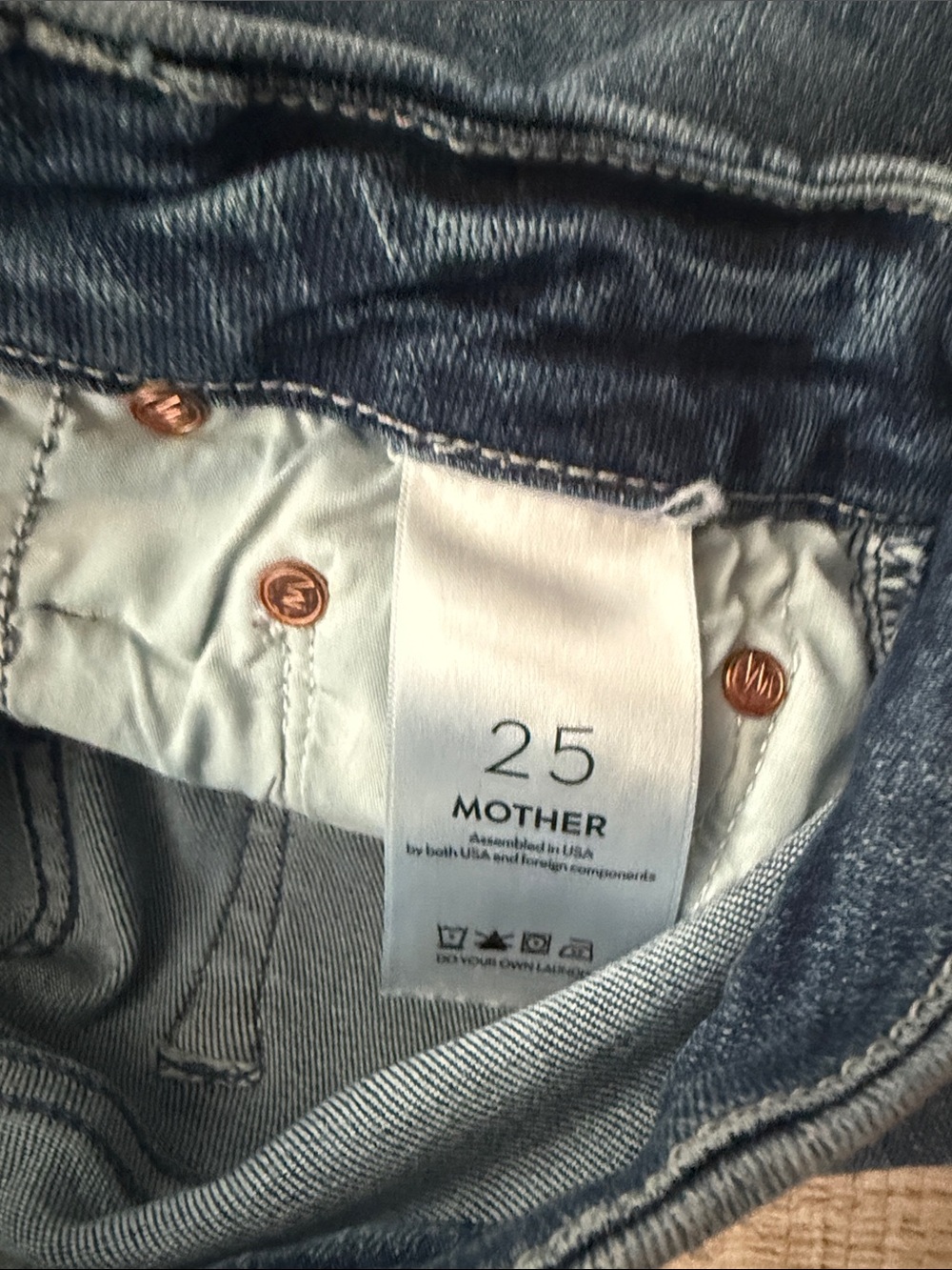 MOTHER The High Waisted Looker Skinny Jeans Blue Wash Size 25 - Picture 7 of 11